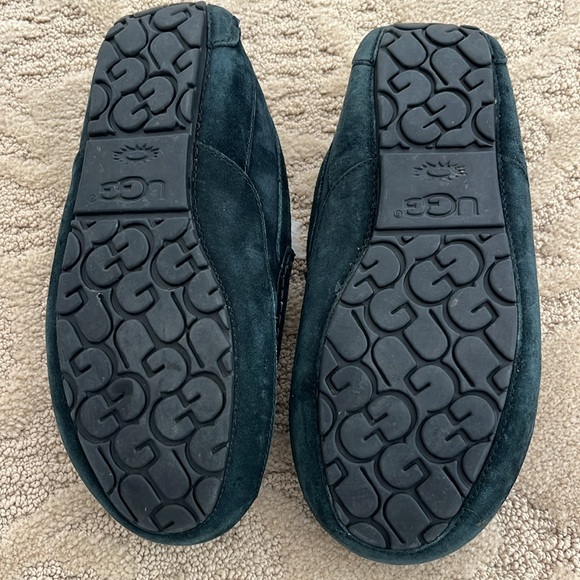 Ugg Ascot Mens Slippers Loafer Size 10 Black Suede Sheepskin Slip On Shoe main image 5